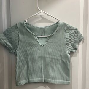 Mint Green Ribbed Crop Top